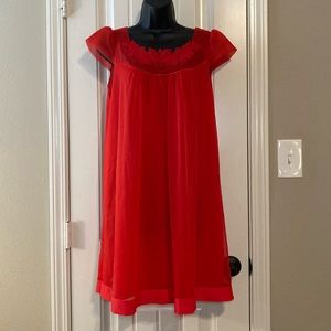 Vintage Gaymode Fire Red Nylon Short Nightgown Sz M